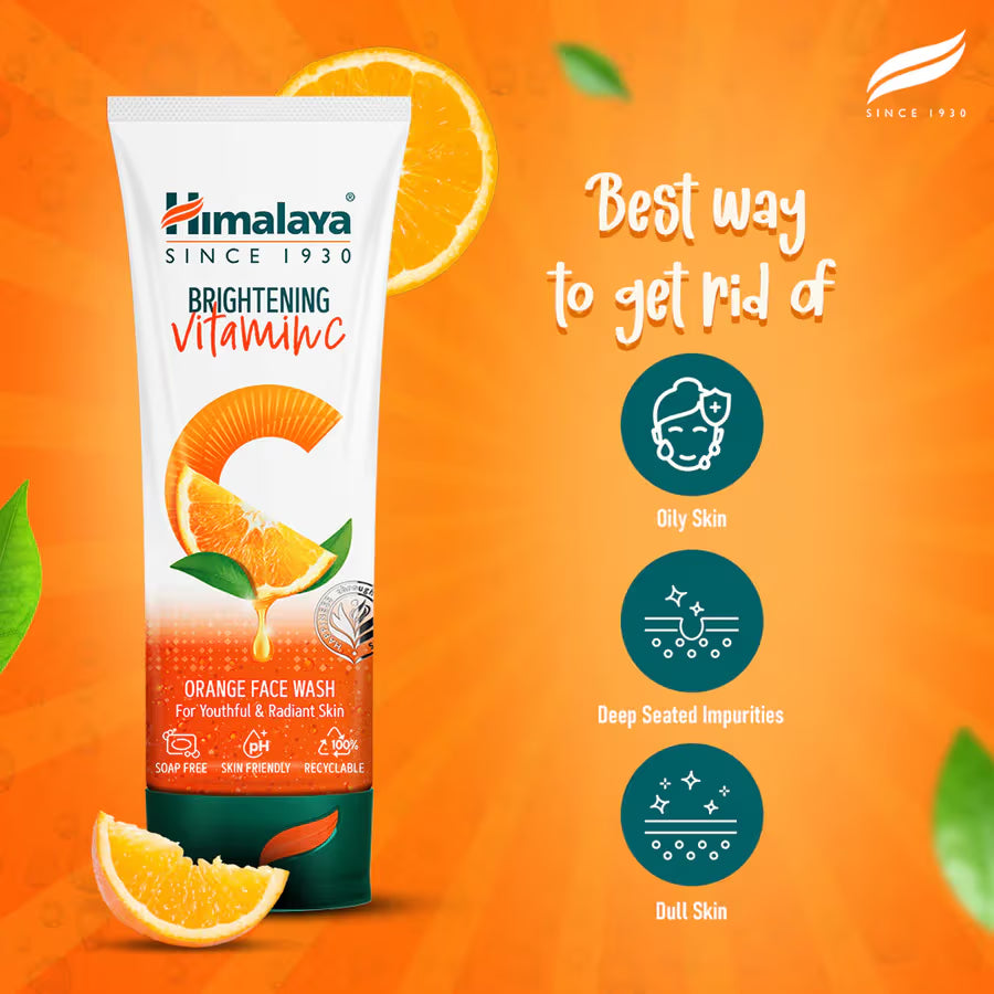 Himalaya Brightening Vitamin C Orange Face Wash | Glow & Clean Skin