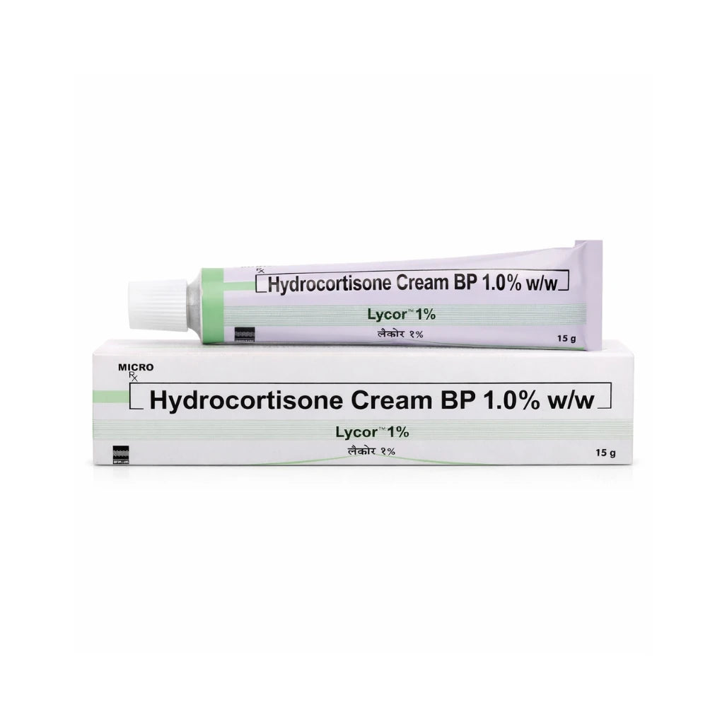 Hydrocortisone Cream 1% W/W 15g Lycor for Eczema Itching