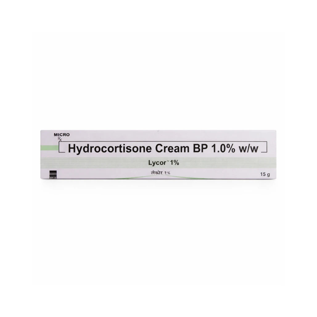 Hydrocortisone Cream 1% W/W 15g Lycor for Eczema Itching