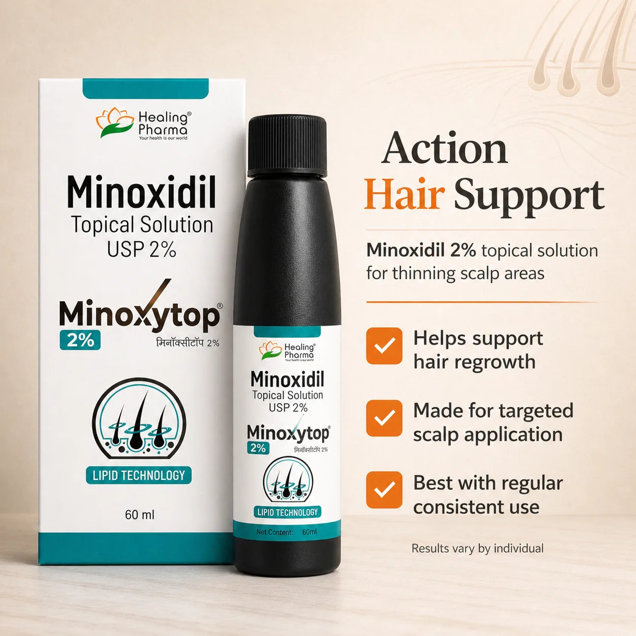 Minoxidil Topical Solution USP 2%, 60ml | Minoxytop for Hair Loss