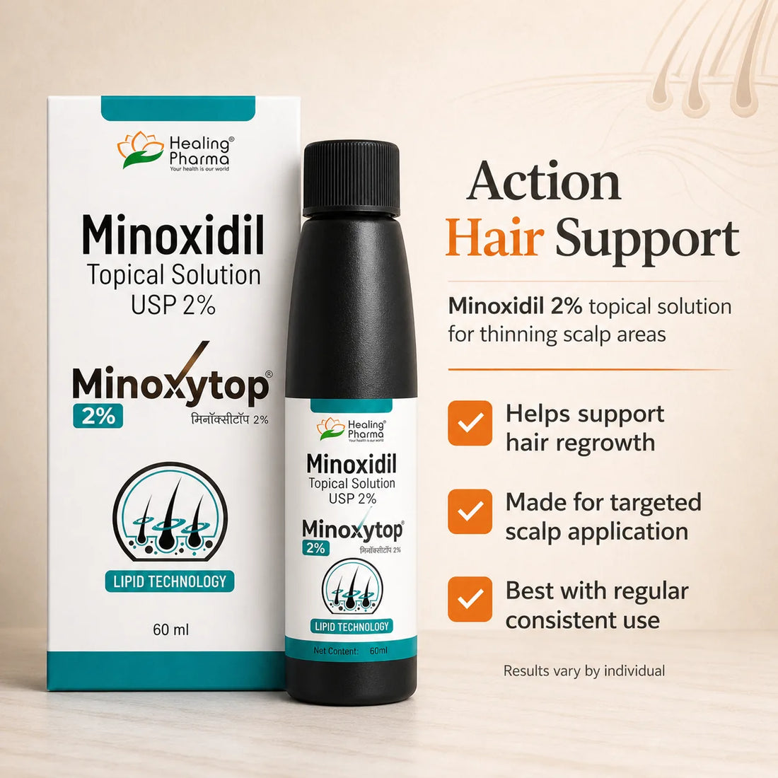 Minoxidil Topical Solution USP 2%, 60ml | Minoxytop for Hair Loss
