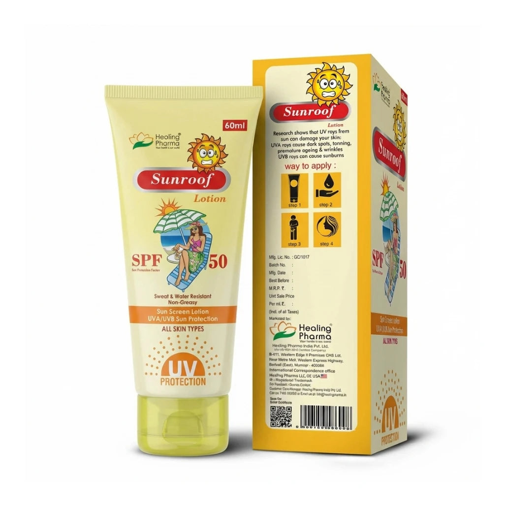 Sunroof SunScreen Lotion SPF 50 UVA/UVB for Sun Protection