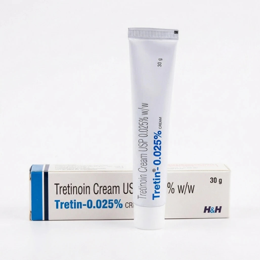 Tretinoin Cream 0.025%, Tretiheal 20g & Tretin 30g for Acne & Wrinkles