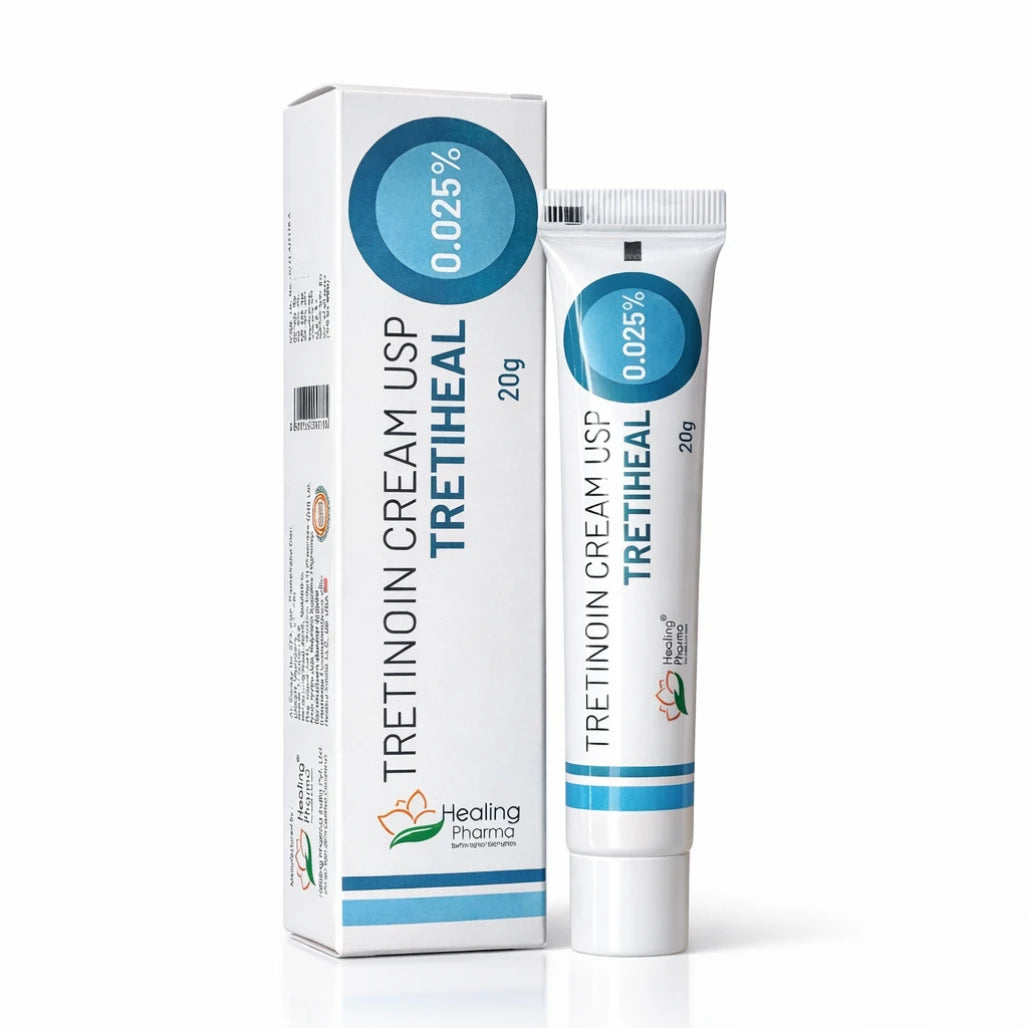 Tretinoin Cream 0.025%, Tretiheal 20g & Tretin 30g for Acne & Wrinkles